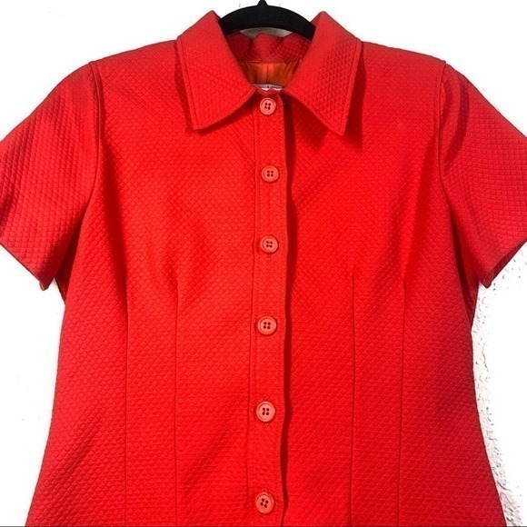 POSITIVE ATTITUDE Vintage Red Quilted Mini Shirt Dress - Petite‎ - Picture 3 of 10